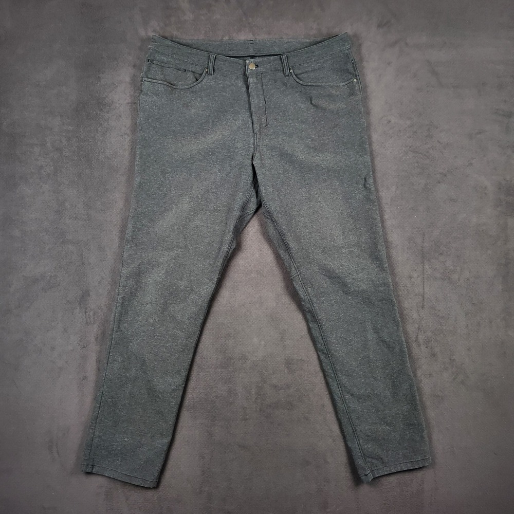 Lululemon ABC Pant Classic Mens 40 Heathered‎ Black Gray Tech Canvas